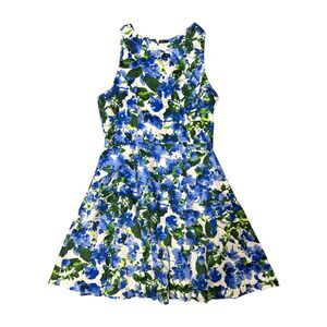 Milly, Women's Fit & Flare Mini Dress, Blue Green White Floral, Size 8, Used